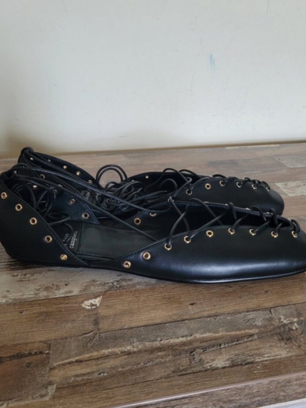 Free People Jeffrey Campbell ballet flat corset lace-up black shoes size 8 - Picture 6 of 11